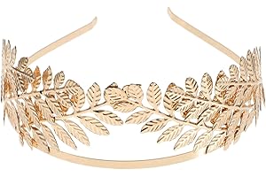 Minkissy Corona vintage barroca para boda, corona y tiara barroca, hoja de pelo, diadema, diadema, corona de princesa, diosa griega, tocado para el pelo (dorado)