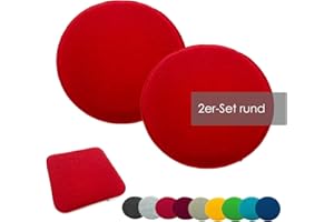 ‎HEIMTEXLAND heimtexland ® 2er Pack Sitzkissen Filz Stuhlkissen Bodenkissen Polster Stuhlauflage Indoor Outdoor Kissen rund Typ631 Filzkissen rot 35x35 cm 2 Stück