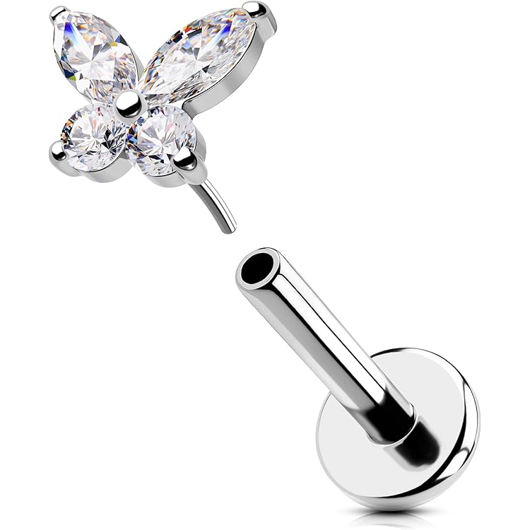 OUFER 16G bengelen kraakbeen oorbel intern schroefdraad helix sieraden roestvrij staal 316L Clear CZ tragus oorbel 6 mm schelp piercing sieraden voor vrouwen helix bar, 16G6mm, Roestvrij staal