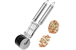 WAILICOP Tagliapasta a 5 Ruote, Tagliapizza Regolabile In Acciaio Inossidabile, Rotelle Pasticceria, Divisore Per Pasta a 5 Ruote Con Manico Per Cottura, Pane (5 wheel)