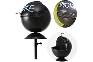 ‎LS-LEBENSTIL LS-LebenStil XL Aschenbecher BBQ Smoke Schwarz Weiß 65-115cm hoch Teleskop Gartenstab mit Deckel Klappdeckel Windaschenbecher Sturmascher Sturmaschenbecher Garten Balkon für draußen Outdoor