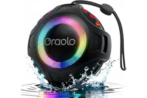 oraolo Cassa Bluetooth Potente, Altoparlante Portatile con Luce, Bluetooth 6.0 Scatola Musicale IPX7 Impermeabile 10H Tempo di Riproduzione Supporta TF/USB, Speaker Wireless Musicbox per Doccia