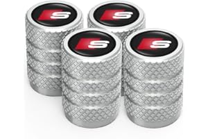 ACHARD für Audi S line Ventilkappen, Reifen Ventilkappen für Audi RS A1 A3 RS3 A4 A5 A6 A7 RS7 A8 Q3 Q5 Q7 R8,Ventilkappen mit Dichtung für stabilen Reifendruck, Autoventil Kappe, Auto Zubehör, Silber