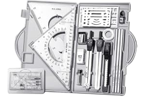 Frotox Architect Set Professional Geometry Set 18 Compass And Protractor Set Drafting Tool Drawing Stencil Interior Design Tool