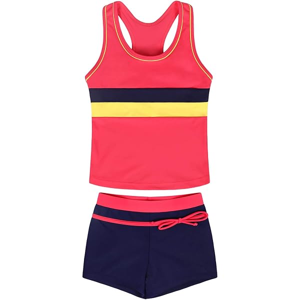 Kleinkind Mädchen 3-teiliger Badeanzug Einfarbig Bikini Rullfe Slips