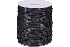 PH PandaHall Cordón de algodón encerado de 2 mm para pulseras, collares, bisutería y suministros de macramé, color negro