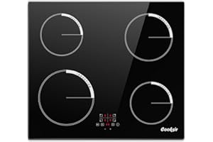Cooksir Induction Hob 4 Zone, Induction Hob 6600W, Bulit-in Induction Hob 4 Ring, Ceramic Glass with 99 Min Timer, Child Safety Lock, 220-240V Hard Wire (No Plug)