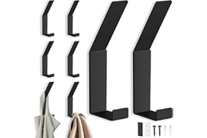 Ouzionz Ganci appendiabiti neri opachi, 8 pezzi, per guardaroba, moderni, da avvitare, per giacche, cappotti, sciarpe, borse, vestiti e altro ancora