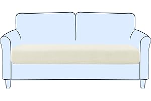 subrtex Sofa Seat Cushion Covers Stretch Polyester Fabric Seat Cushion Protector (2 Seaters, Ivory)