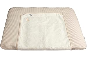 Wickelauflagenbezug 90 x 80 cm Ente Edda Lou aus Waffelpique mit abknöpfbarer Frotteeauflage, ecru