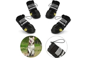 AQH Bottes Chien, 4 pcs Chien Chaussure avec Résistant à l'usure, Anti-Slip intérieur Robuste, et Bande élastique pour Taille Moyenne et Grande Chien (7#)