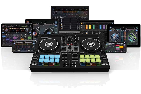 Reloop Buddy Contrôleur DJ compact à 2 canaux pour Algoriddim DJay sur iOS, iPadOS, Android, Mac et PC avec pads de performance RVB, palettes FX et commandes Neural Mix