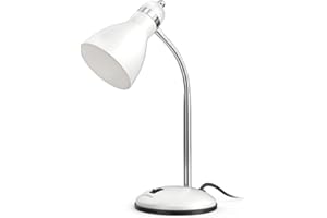 LEPOWER Metal Desk Lamp, Eye-Caring Table Lamp, Study Lamps with Flexible Goose Neck for Bedroom, Home Office (White)