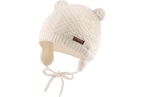 XIAOHAWANG Baby Wintermütze Jungen Mädchen Warmer Strickmützen Weicht Baumwolle-Futter mit Süße Bärenohren Winter Babymütze