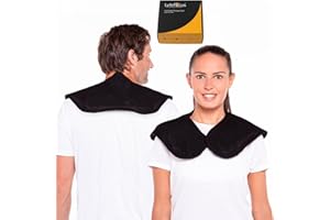 LyfeFocus Reusable Hot & Cold Pack Gel Heat Wrap for Neck & Shoulder Pain - Flexible, Microwaveable & Freezable Ice Pack - Shoulder Heat Pad for Tension & Pain Relief – Black Protective Cover