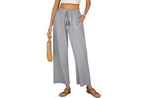 Yuson Girl Pantaloni Donna Estivi Leggeri Pantaloni Tuta Tinta Unita Pantaloni Lino Donna Pantaloni con Coulisse Pants Pantaloni in Cotone e Lino con Tasche