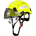 SAFEBUILDER CR06+2V Construction Safety Helmet with Build-in Visor ABS Hard Hat with Visor Adjustable Ventilation Hardhats Work Head Protection ANSI/ISEA Z89.1