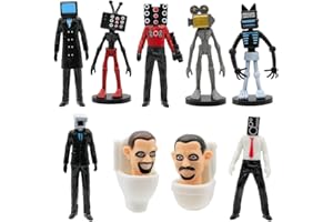 LOCK N STOCK 9 PCS Skibidi Toilet Toy Figures Set | Skibidi Toilet Figures | Skibidi Toilet Toys | Skibbidi Toilet Toys | Collectible Anime Figures | Skidibi Toilet Set Of 9 Figurines - UK Based Brand