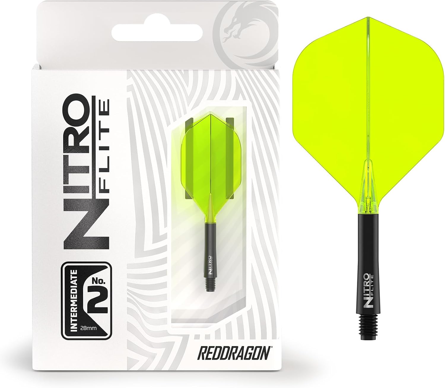 RED DRAGON Darts – Nitro Flite Integrada Sistema de Vuelo y Eje – No.2 Forma y diseño - Disponible en Niveles Corto, Intermedio y Medio - Variedad de Colores - Accesorios de Dardos Profesionales