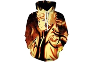 IFIKK Sweat à Capuche Garçon 3D Anime Pull Sweats à Capuche Japonais Anime Cosplay Vetement Enfants Hoodie Uzumaki Uchiha Sasuke Sweat à Manches Longues Vetement