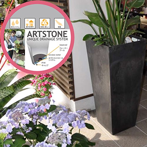 Artstone Pflanzgefäß Pflanzenkübel Ella, frostbeständig und leichtgewichtig, Grau, 26x49cm - 2