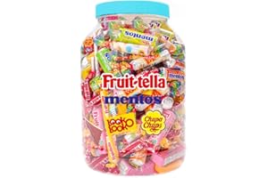 VANDECA Mega Candy Mix - Assortiment Bonbons Mentos, Chupa Chups, et Fruit-Tella - Box Bonbon Noel En Gros Avec Sucette Bonbon - Bonbons en Gros Pour Anniversaires, Fêtes, Halloween - 1 kg