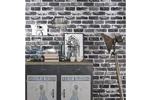 Okydoky Peel and Stick Grey Brick Wallpaper, Self-Adhesive Wallpaper, Vinyl Waterproof Vintage Wallpaper, Self-Sticking Wallpaper, Contact Paper for House Decoration, No.57101-6