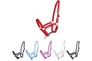 NETPROSHOP Fohlenhalfter 3-Fach verstellbar Halfter für Fohlen Falabella Shetty Pony Full, Groesse:Fohlen Falabella, Farbe:Rot