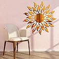 JUMRHFAN 3D Sunflower Mirror Wall Stickers Round Acrylic Living Room Bedroom TV Background Wall Decals Marriage Room Entrance Home Decor (Gold)