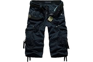 NUSGEAR Shorts Cargo Homme en Decontracté Shorts Bermudas avec Poches Short Homme Cargo Pantacourt Ete Short Homme Bermuda Homme Cargo de Homme Short Cargo Casual Lâche avec Poche sans Ceinture