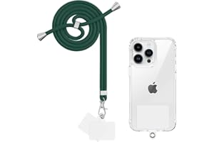 Yoedge Uniwersalna smycz na telefon komórkowy, regulowany odpinany sznurek na szyję nylonowy łańcuszek na szyję pasek na ramię pasek z 2 łatkami do większości telefonów i smartfonów, ciemnozielony