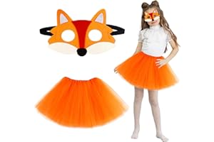 SANLIUSANJIU karnevalskostüm Fuchs, Mädchen Fuchs Kostüm, Orange Tutu Rock + Fuchs Maske, Waldtiere Kostüm für Karneval Halloween Cosplay Fasching Mottoparty geburtstag