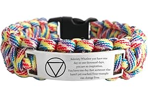 LIFASHION Personalised Sobriety Gift for Men Women,Stainless Steel Outdoor Paracord Customized Addiction Recovery Survival Bracelet Serenity Prayer AA Alcoholics Anonymous Cuff Bracelets,Free Engraving