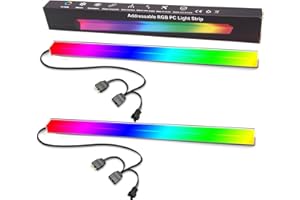 YSRSAI 2 sztuki nadaje się do 30cm stopu aluminium obudowy komputerowej RGB taśmy komputerowej LED taśma magnetyczna światło taśmy głównej 5V/3Pin ARGB światło gry komputerowej DIY