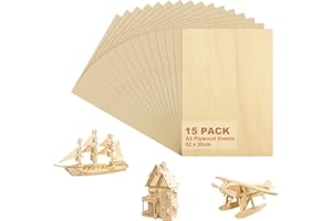 AHAQU 15PCS A3 Plywood Sheets, 420×300×3mm Unfinished Basswood Sheets, Blank Wood Board for DIY Crafts, Painting, Modelling, Fretwork Engraving, Home Decor