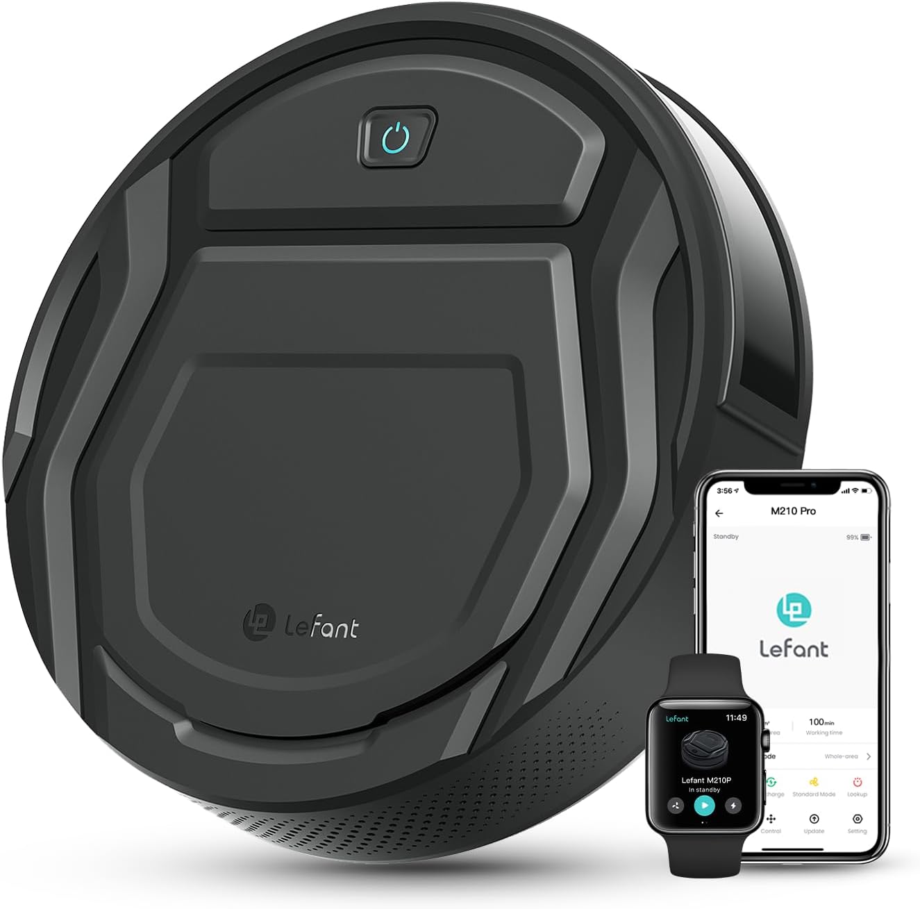 Lefant M210P Robot Aspirador 2200Pa, Aspirador Robot Autonomía de 120 Min, WiFi/App/Alexa, Sensor de Anticolisión/Caída Navegación Inteligente, Delgado y Silencioso, 6 Modos de Limpieza