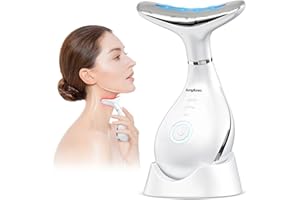 KUNGFUREN Massaggiatore Viso Antirughe Lifting Elettrico: Face Antirughe Dispositivo Viso EMS Lifting Massaggiatore con Impacco Caldo a 42°C Terapia Lifting con 3 Modi LED e Base