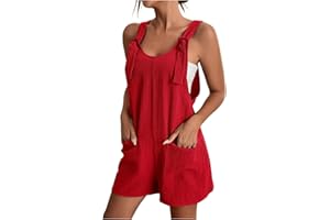 NUSGEAR 2023 Monos Corto Mujer Verano Casual Peto Corto Jumpsuit Una Pieza Pantalones de Tirantes Camiseta sin Mangas Color sólido Vintage Anchos de Rectos Playsuit Playa Elegante
