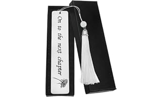 MOVSTRIKER Silver Metal Bookmark with Pendant with Premium Gift Box Appreciation Retirement Gifts for Women Personalised Bookmarks for Women Gcse Congratulations Gifts for Women Men (On to The Next Chapter)