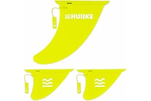HUIIKE Pinna SUP Gonfiabile Confezione da 3 Rimovibile Pinna per SUP Aerodinamica con Blocco di Sicurezza | Accessori Stand Up Paddle | Deriva Tavola Gonfiabile | Fins per Tavola, Canoa, Kayak