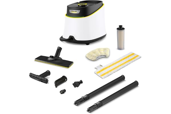 Kärcher Nettoyeur Vapeur SC 3 Deluxe, Pression Vapeur : 3,5 bar, Préchauffage : 30 s, Puissance : 1 900 W, Surface : 75 m², Réservoir : 1 l, avec Kit de Nettoyage de Sol, Buses et Brosse Ronde