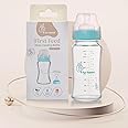 R for Rabbit First Feed 240 ml Baby Feeding Glass Bottle with Anti-Colic Wide Neck, BPA Free Soft Silicone Nipple, Milk Feeder for New Born/Infants/Toddler Kids of 6+ Months (Sea Green)