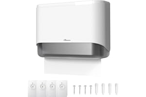 PLUSSEN dispenser asciugamani carta,porta salviette bagno,dispenser carta asciugamani Installazione Senza Fori resistente alloggiamento in ABS (6012-bianco)