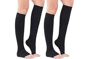 ADFUENOM 20-30 mmHg kompressionsstrümpfe Damen Herren,Medizinische Kompressionsstrümpfe klasse 2 Offene Spitz Stützstrümpfe Kompressionssocken Thrombosestrümpfe fur Flug Schwangerschaft Reise Krampfadern