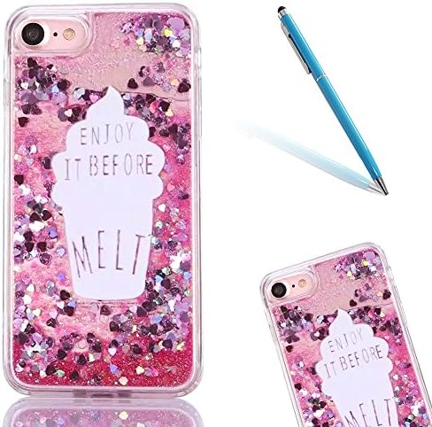iPhone 6sPlus Case, Transparent Clear CLTPY iPhone 6Plus Sparkles Floating Flowing Liquid Case, Flexible Soft TPU Cute Pattern Printed Cover, Full Body Wrap for 5.5" Apple iPhone 6Plus/6sPlus (Not iPhone 6/6s) + 1 x Stylus - Pink Star