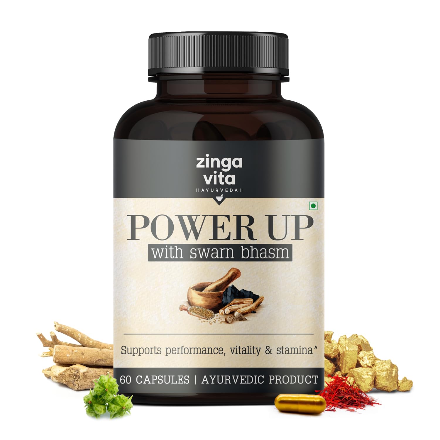 Zingavita Power Up Shilajit Gold Capsules with Swarn Bhasm | Ayush Approved with 17 Ayurvedic Herbs like Shilajit Original, A
