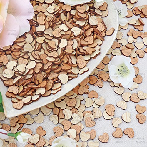 15 mm Love Hearts uni Holz Shabby Chic Craft Scrapbook Vintage Konfetti Herzen, holz, beige, 15 mm - 2