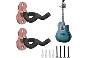 MetalNuts Guitar Wall Mount - 2pcs Guitar Wall Hanger, Universal Guitar Hanger Wall Mount Guitar Holder for Electric Guitar, Acoustic Guitar, Bass, Banjo, Mandolin, Ukulele (Bronze)