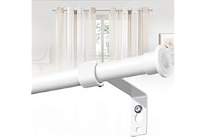 LAIDER HEROS Gardinenstange, 71-383cm Gardinenstange aus Edelstahl Vorhangstange Verstellbare Beschläge Set mit Halterungen - 16 mm Durchmesser Gardinenstange Stil Rustikal/Mattweiß