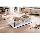 Gobypet Kedi K&ouml;pek Mama Kabı, Ahşap Ayrılabilir Tabanlı 2&rsquo;li Mama ve Su Kabı Seti &ndash; Kaymaz Stand, Hijyenik Kaseler, Minimal T